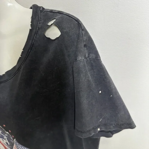 White Fox - Vintage Inspired American Grey Distressed Top Small 💛 - Picture 11 of 14